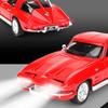 1:32 Corvette C2 Sting Ray Alloy Sports Car Model Diecasts Metal Classic Racing Car Vehicles Model Sound and Light Kids Toy Gift