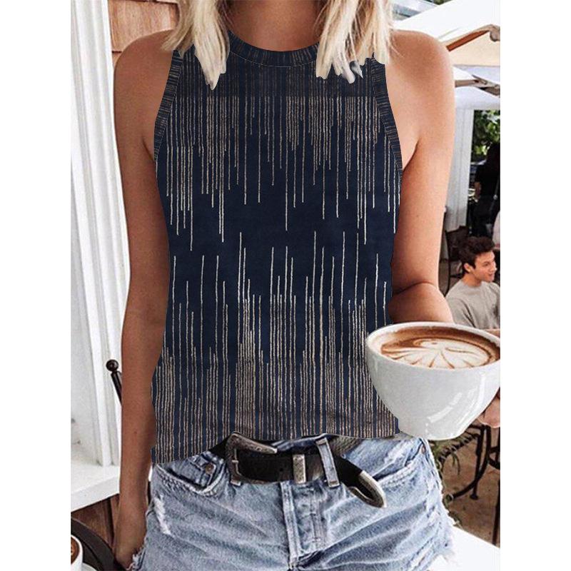 Женская футболка без рукавов с геометрическим этническим принтом 3D, уличная одежда, топ в стиле Y2K, майка без плеч, сексуальная футболка