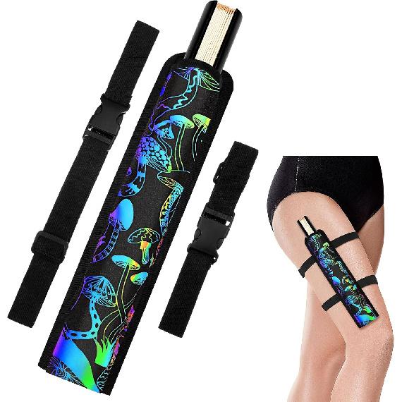 Summer Rave Fan Thigh Holster Rave Fan Holder Folding Hand Pouch Foldable Sleeves with Waist Belt for Thigh Party