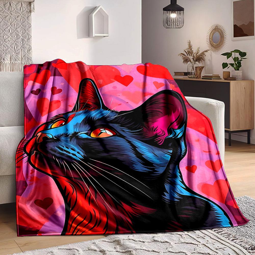 1PC Cat Art Print Blanket, Throw For Sofa, Bed, Travel, Printing Blanket With Soft And Warm Fabric yy250918150