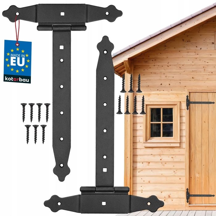 Charnières en forme de T - KOTARBAU - 300 mm - Acier - Noir - Revêtement en poudre