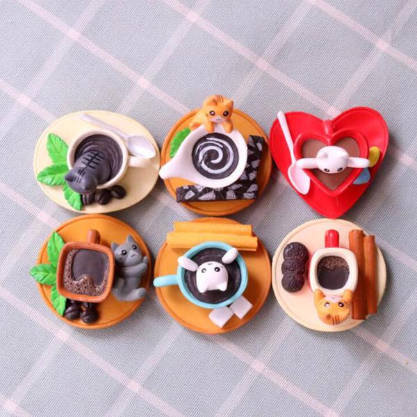 6pcs Desktop Ornament Exquisite Cute Vivid Mini Decor Gift Ornaments Teacup Cat for Home Decoration