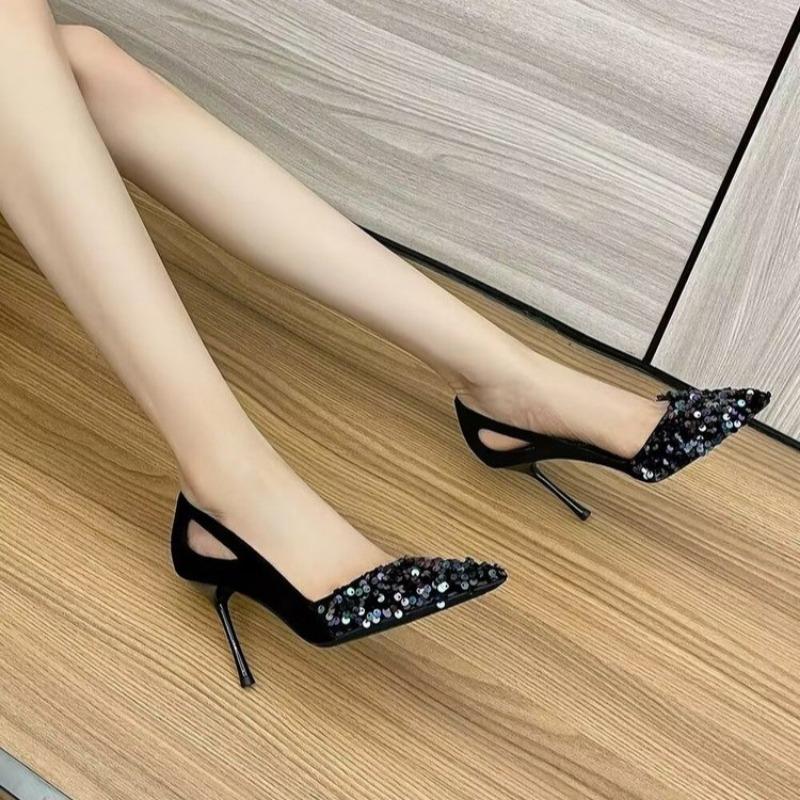 Модные женские туфли-лодочки с коротким носком, темпераментные сексуальные черные туфли на высоком каблуке, новые модные весенне-осенние женские туфли-лодочки