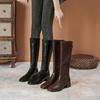 Модные женские ботинки с квадратным каблуком и квадратной головкой 2024 года, новые осенне-зимние ботинки для женщин, нескользящие, однотонные женские ботинки для улицы