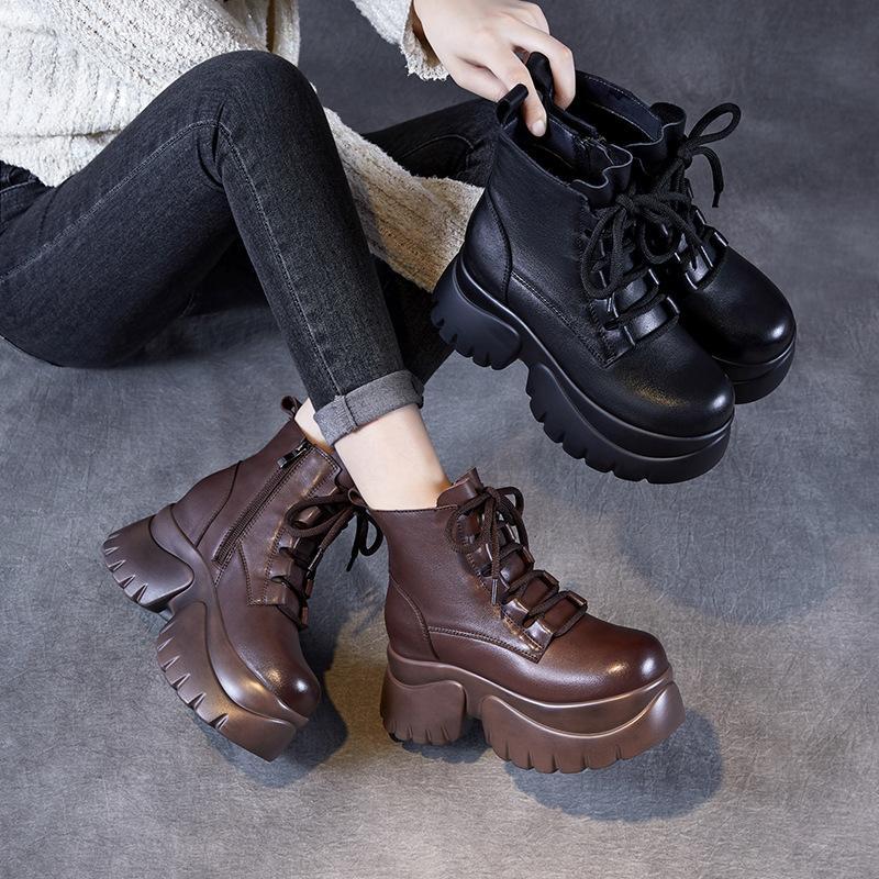 Autumn and winter new thick-soled inner height-increasing short boots children's small leather women's shoes size versatile Martin boots