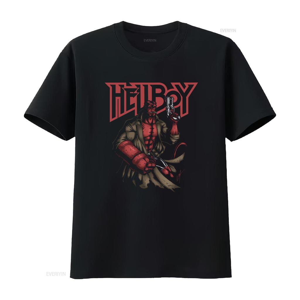 Cool Streetwear Comic Hellboy Print Casual T Shirt vintage Washed Slightly Soft homme Breathable Comfortable graphic Stretched
