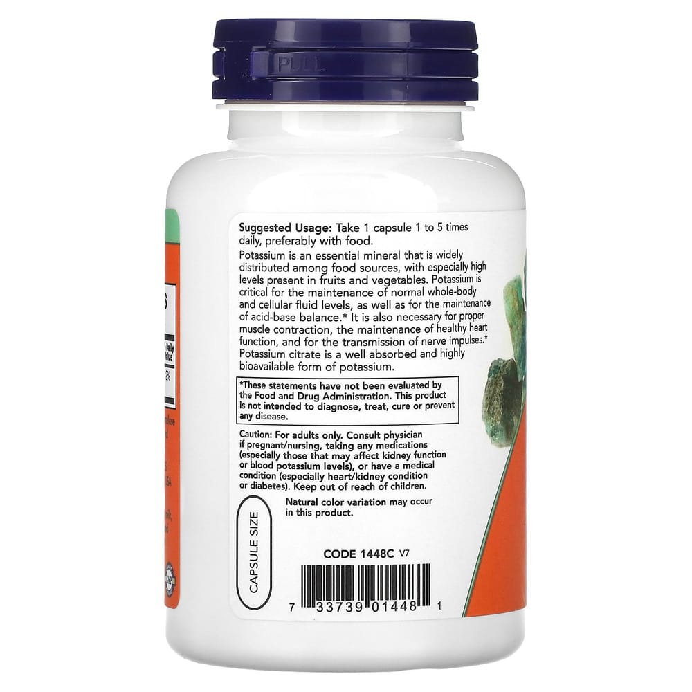 Now Foods Potassium Citrate 99mg Veg Capsules, 180 Count