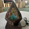 Retro Star Lamp Wooden Diamond Shape Led Lighting Button Type Star Projection Lamp Bohemian Wind Floor Lamp for Valentine's Day Gifts
