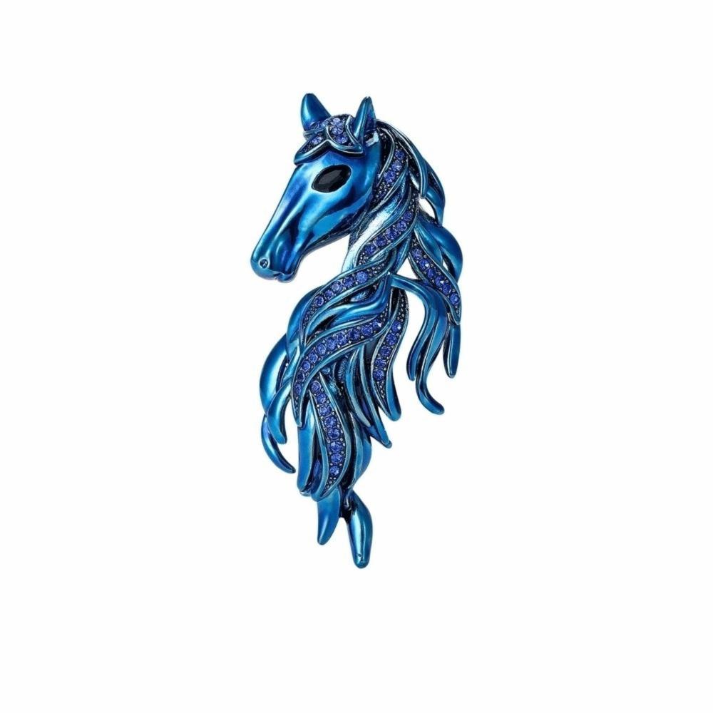 Luxury Horse Head Brooch Rhinestone Dripping Oil Enamel Jewelry Accessories Party