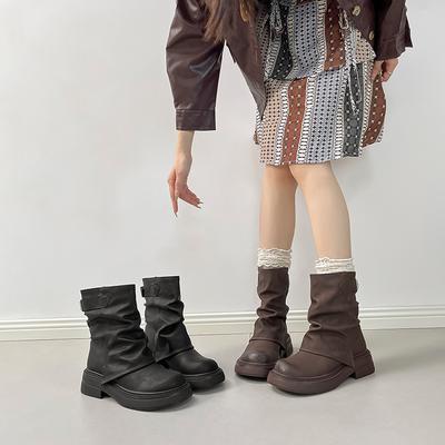 Платформенные ботинки Мартин в британском стиле женские 2025 осень и зима новые ботинки на толстой подошве с круглым носком ботильоны женские