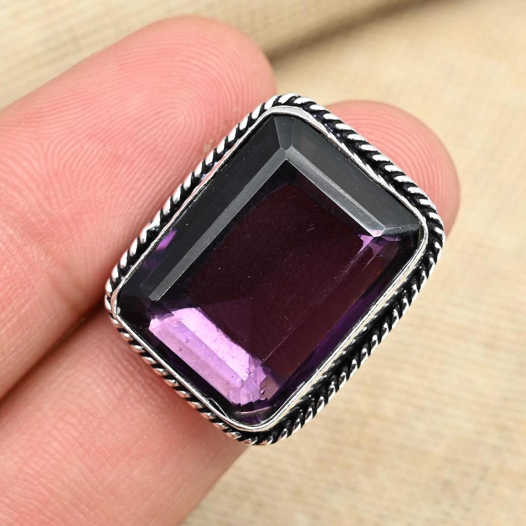 Purple Amethyst Gemstone Solid 925 Sterling Silver Promise Ring Women Jewelry