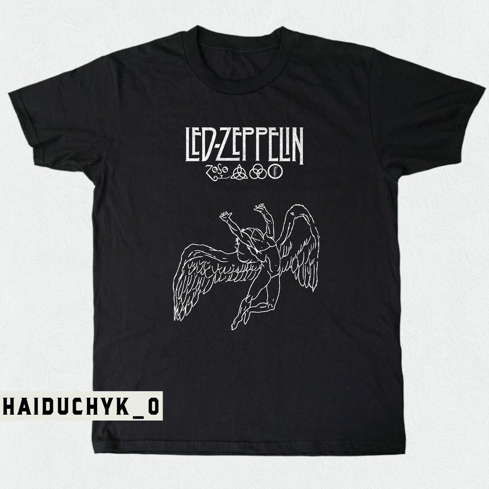Led-Zeppelin Логотип Рок-группы Унисекс Черная Футболка Размер S-5XL Унисекс Футболка