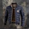 Мужская ретро кожаная стеганая пэчворк теплая на молнии уличная куртка 2026