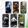 Мультяшный Аниме Панда Милый Для Apple iPhone 17 16 16E 15 14 13 12 11 Pro Max Plus Черный Мягкий Силиконовый Чехол для Телефона