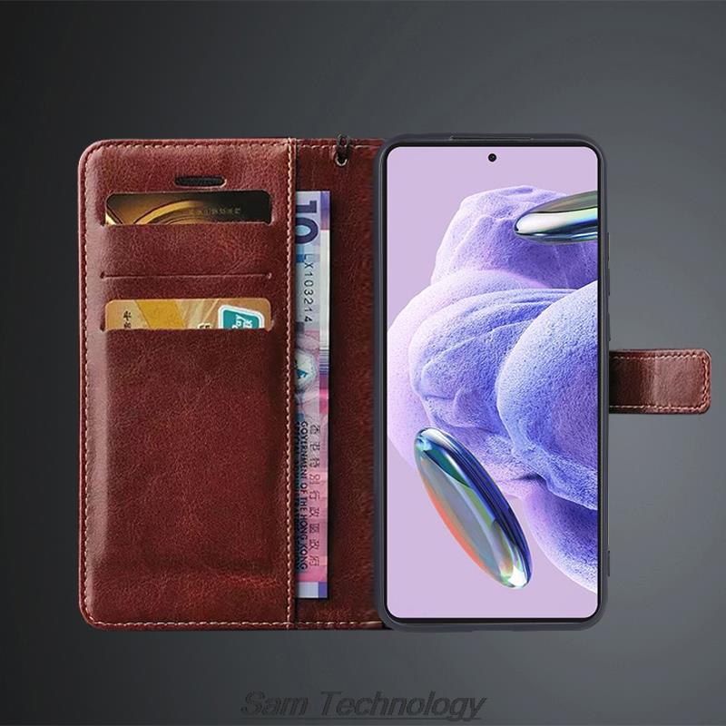 Кожаный чехол-картхолдер для Xiaomi Redmi Note 12 Pro+ plus 4G 5G Global Кожаный чехол-книжка с кошельком для бизнеса Fundas Coque