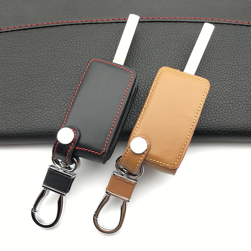 2018 Hot Sale Key Fob 100% Genuine Leather Case Cover Skin Shell Cover For Peugeot 1007 807 4 Buttons Fold Key Protective Shell