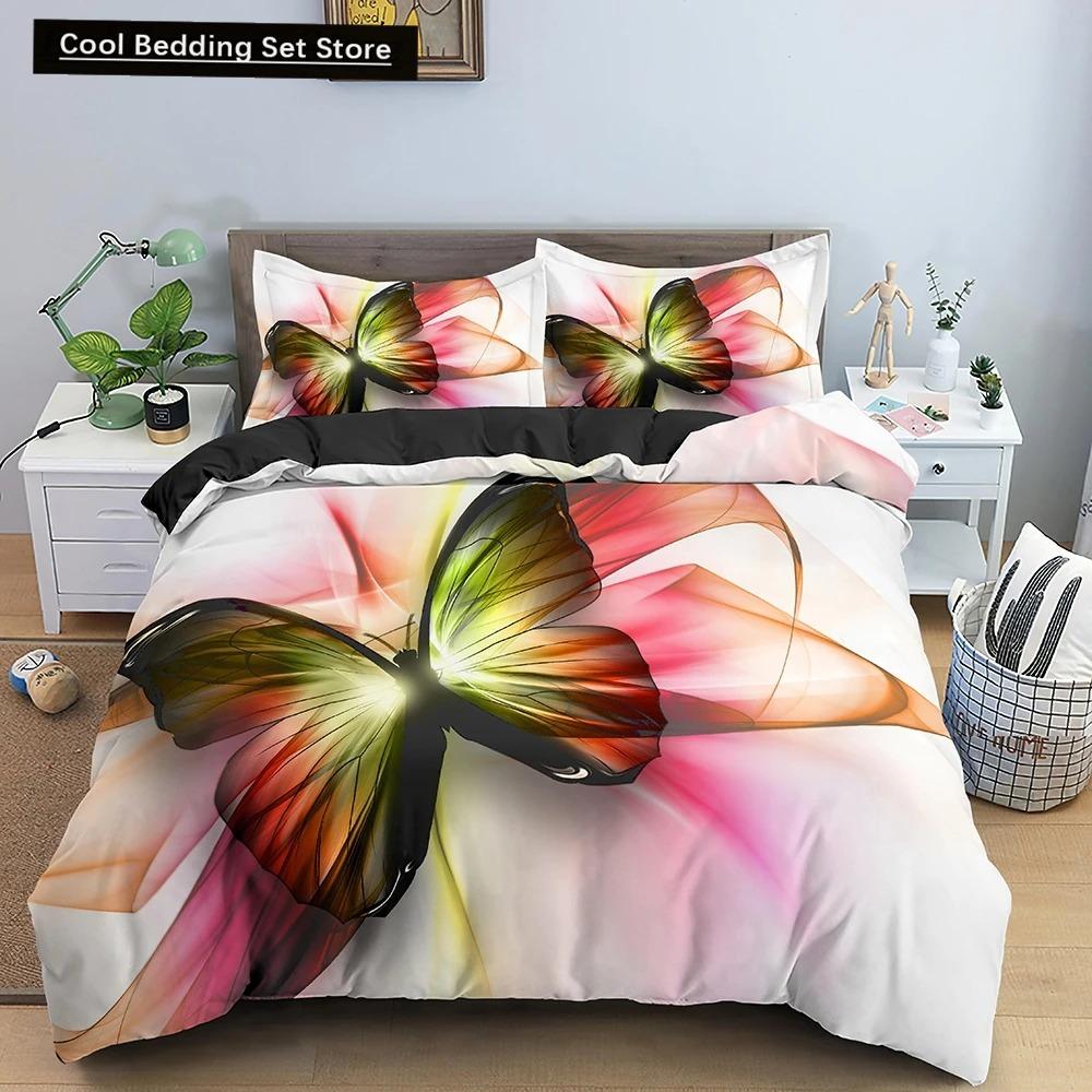 Пододеяльник с бабочками, размер King Queen, комплект постельного белья с животными и цветами для подростков и взрослых, красивый цветок, 23 шт., полиэстер, пододеяльник