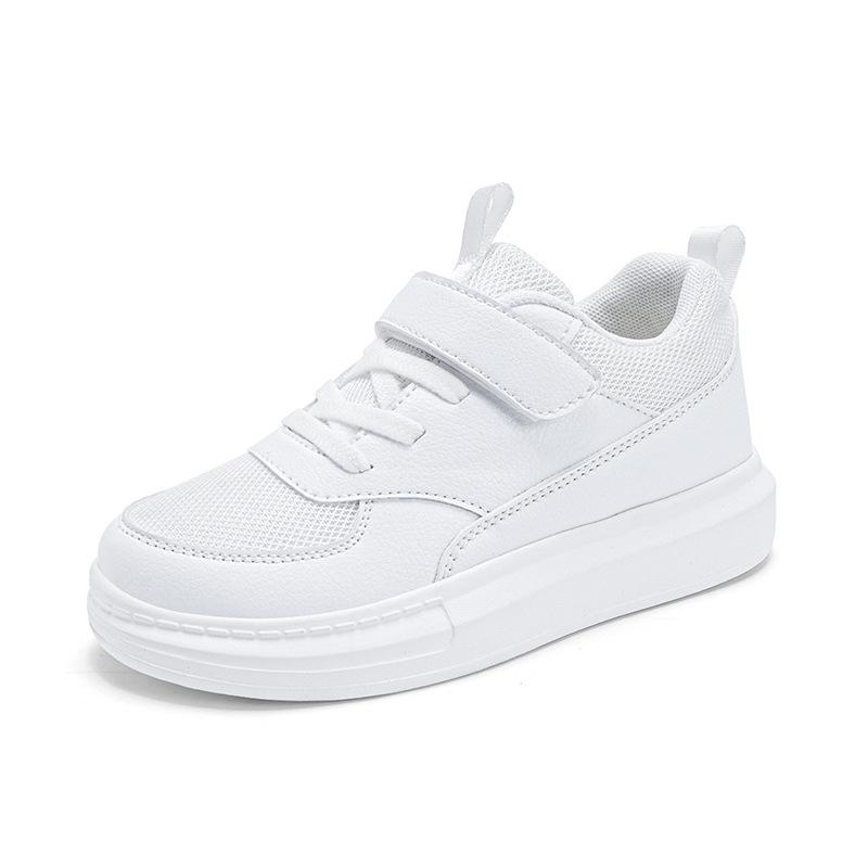 Children's Little White Shoes Spring and Autumn Leather Surface Breathable Campus Performance Breathable Boys White Shoes Girls White Sports Shoes