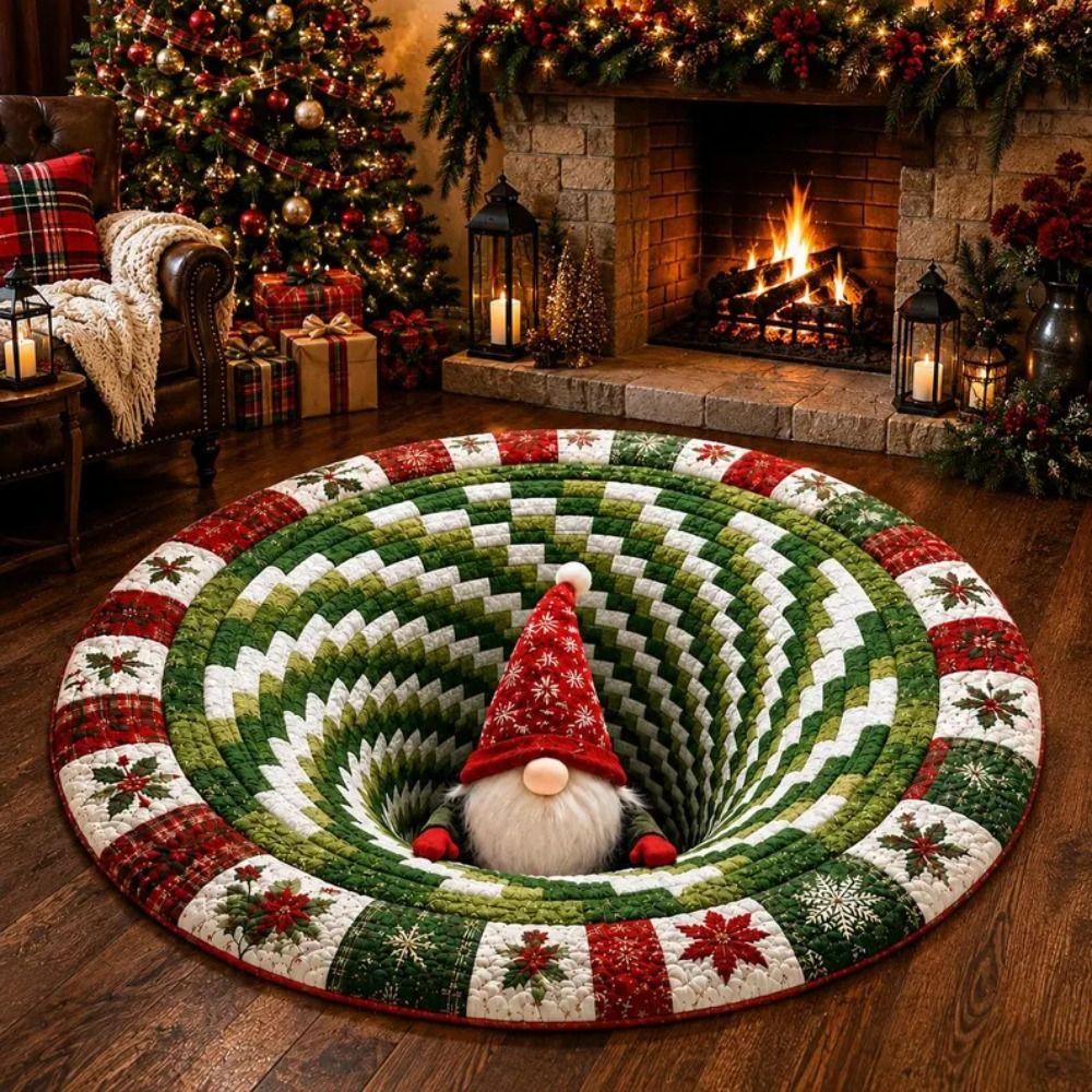 3D Special-shaped Christmas Round Carpet Imitation Cashmere Santa Claus Floor Mat Home Decor