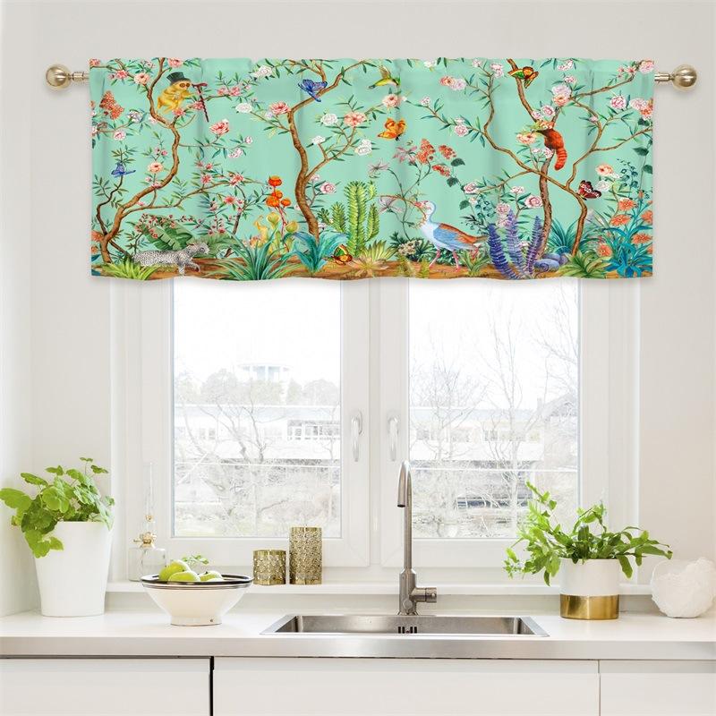 Curtain Valance, Wildflowers Spring Watercolor Flower Floral Print Plants Short Rod Pocket Window Treatment for Living Room, Bedroom, Kitchen,Bathroom