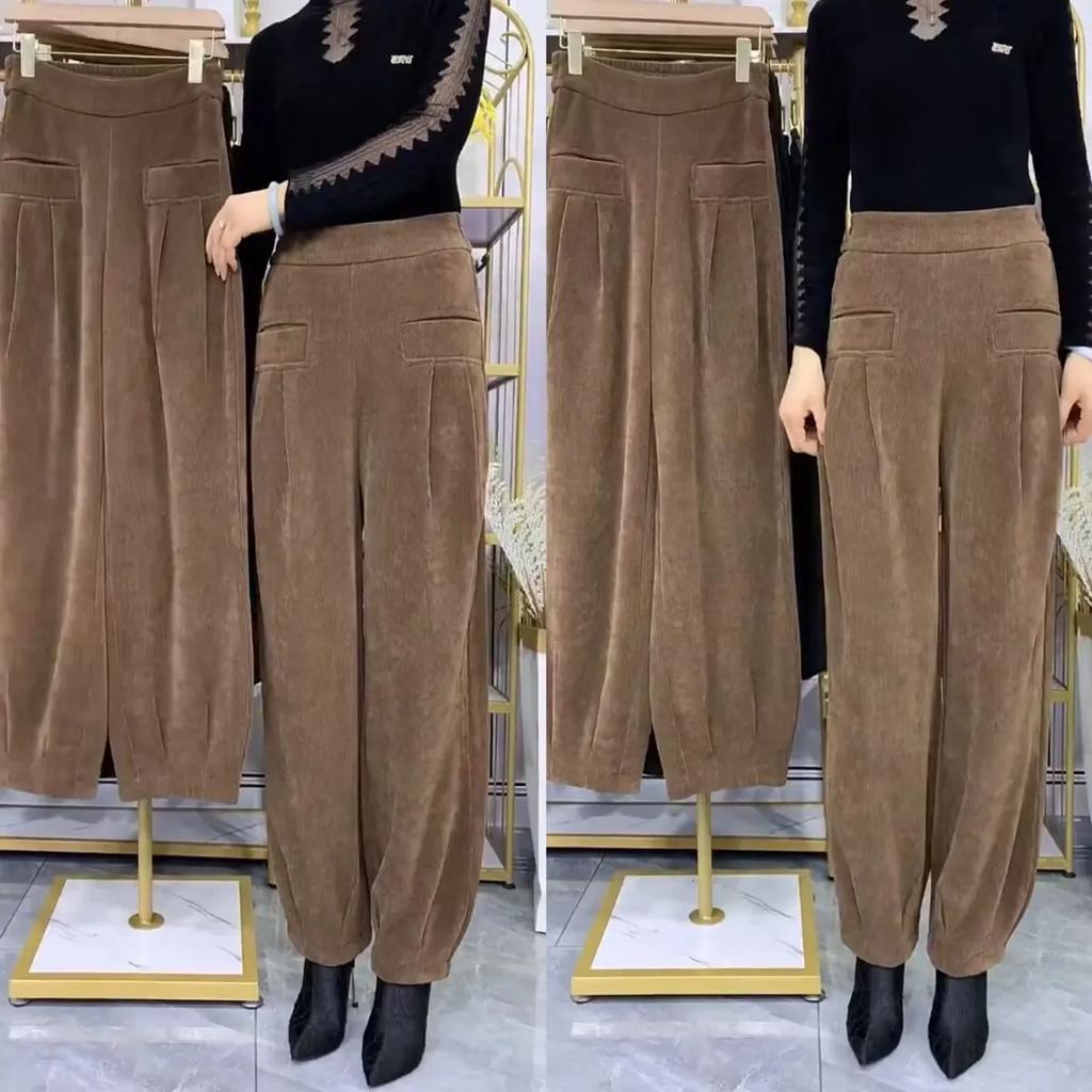 Autumn Winter Women's High-Waisted Corduroy Chenille Harem Pants Lantern Pants Loose Fit