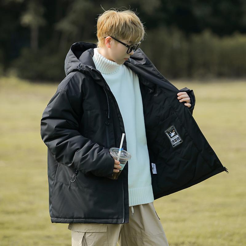 Куртка мужская хлопковая одежда называется модной уличной трехслойной технологией свободного покроя с капюшоном на осень