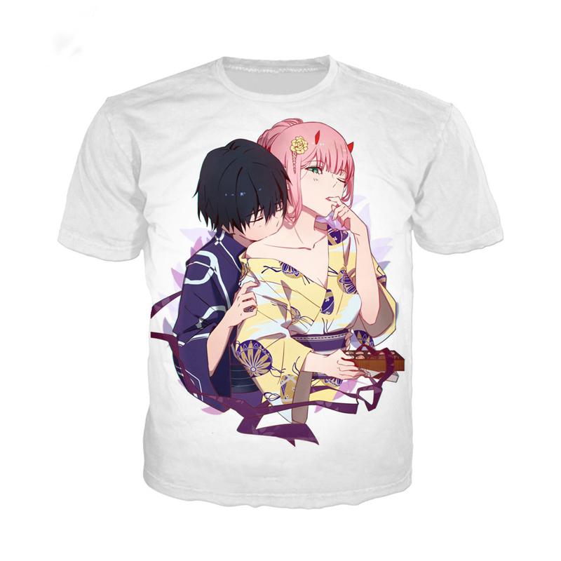 Футболки Darling In The Franxx, аниме, сексуальная девушка, ноль два, уличная одежда с 3D принтом, мужская и женская модная футболка большого размера, детские футболки, топы