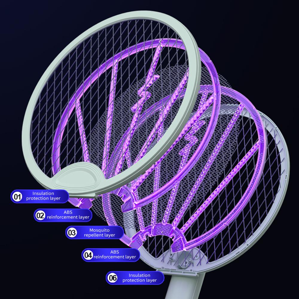 Электрическая мухобойка, интеллектуальная мухобойка 2 в 1 с подставкой для зарядки через USB, складная мухобойка