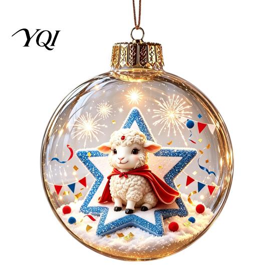 Seasonal Home Accents Glowing Christmas Story Ornament, Light?Up Mini Holiday Scene Hanging Ball with Warm Winter Festival Supplies LED Light, Clear