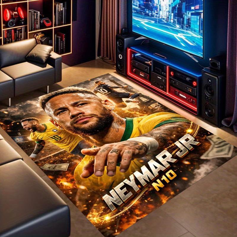 Коврик Neymar Jr N10 Звезда Футбола Бразилии, Нескользящий Коврик для Пола в Гостиную, Игровую Комнату, Декор для Дома Футбольного Болельщика, Подарок