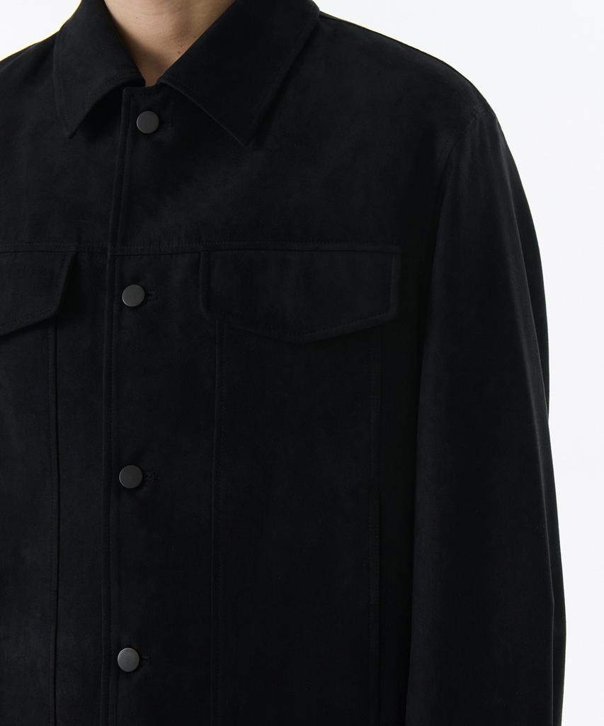 Musinsa Standard Synthetic Suede Minimal Trucker Jacket [Black]