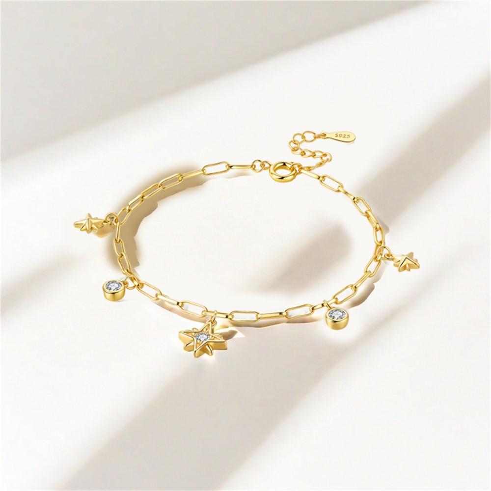 New 925 Silver Exquisite Golden Starry Bracelet Chain Link Women Bracelet Birthday Festival Jewelry Gifts