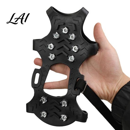 Winter Hiking Accessories 1 Pair Ice Cleats Crampons with 11 Studs Outdoor Walking Steel Claw Traction Snow Grips Non-slip Shoes Boot Spikes