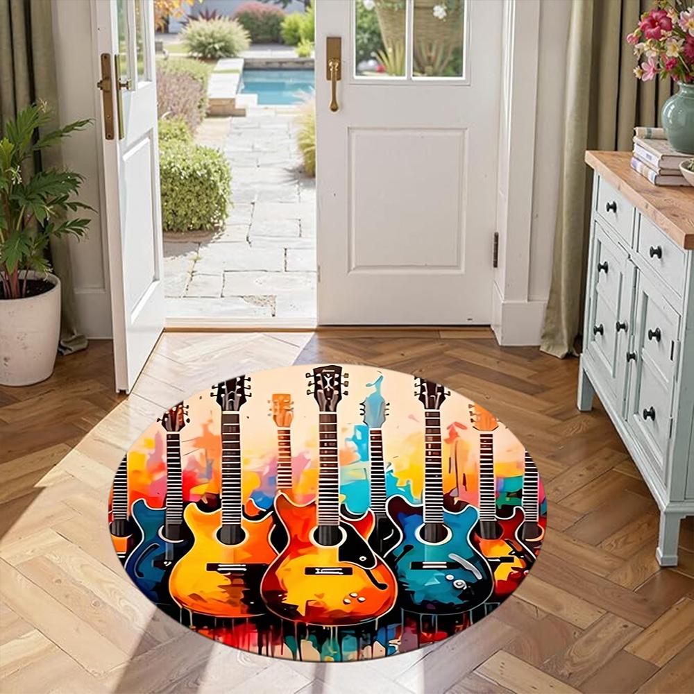 Music Round Office Rug Suitable for Bedrooms Dormitory Foyer Hallway Antislip Round Carpet Office home decor Perfect Gift for Women Men