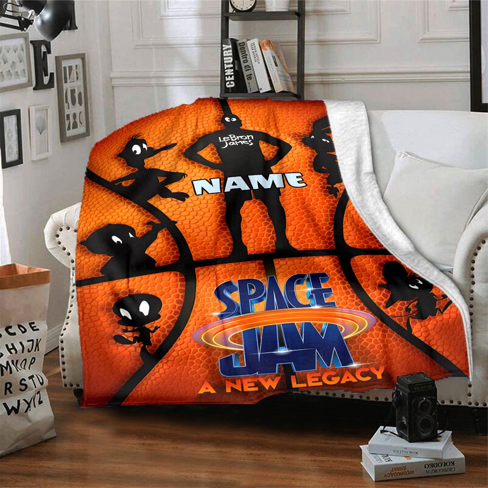 Space Jam Basketball Legends Lightweight Customizable Blanket Personalized Text Warmthful Decor For Sofa Couch Office Bed Picnics Ideal For All