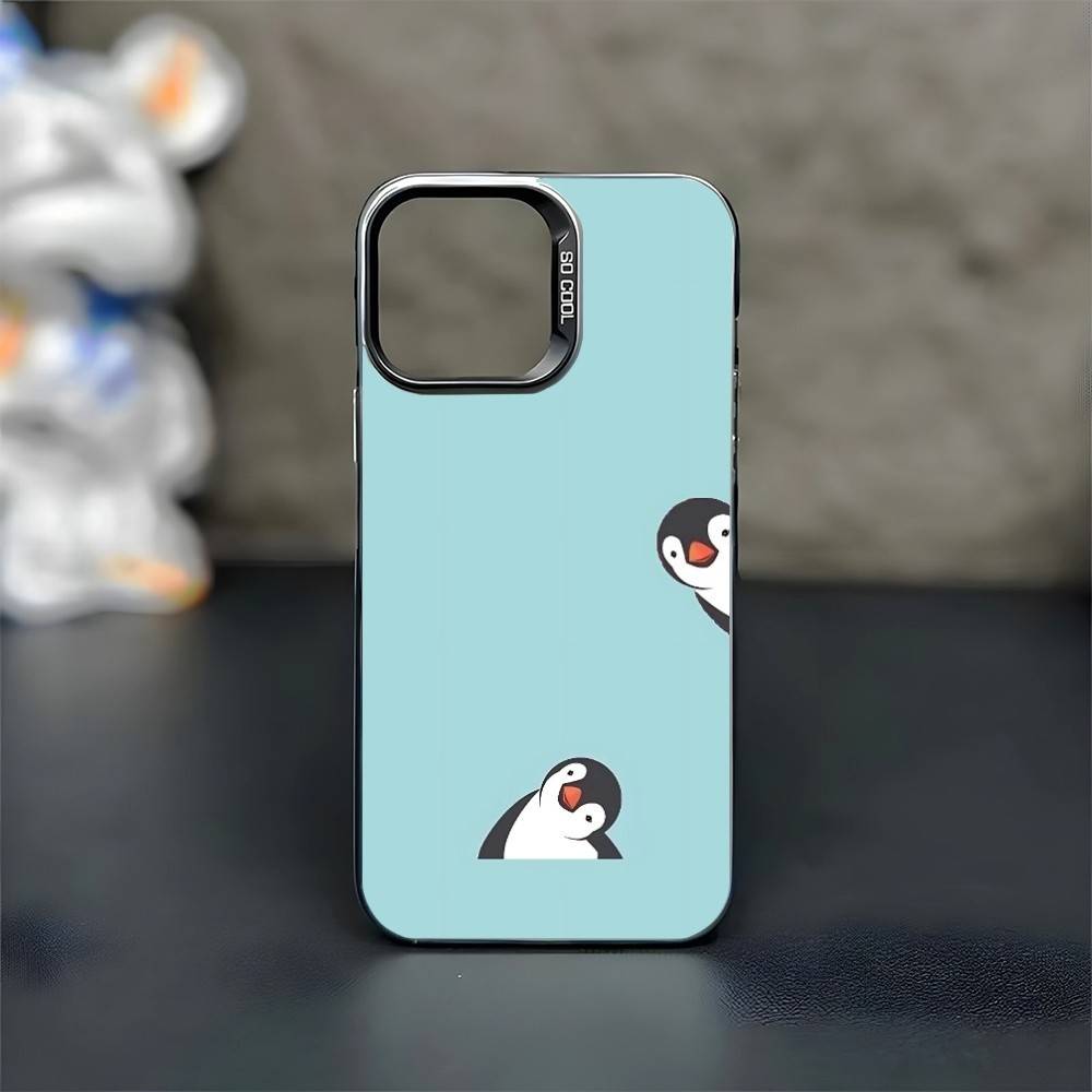 Чехол для телефона с пингвином для iPhone 17, 16, 15, 14, 13, 12, 11 Plus, Pro Max Черный Матовый Ударопрочный Чехол