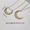 Stylish Lunar Cutout Necklace Stainless Steel Moon Charm Neck Chain Adjustable Length Clavicular Chain for Women Girls