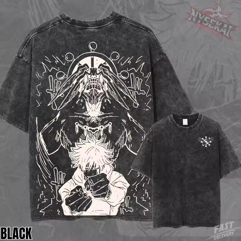 The Ten Shadows Mahoraga Summon Heavyweight Vintage Wash Graphic Tee Oversized Urban Streetwear Pump Cover