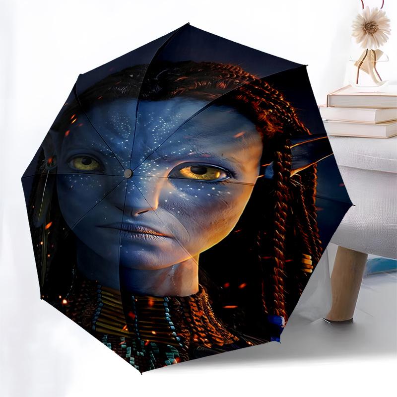 Avatar Inspired Blue Fairy Umbrella: Automatic Opening & Closing, Foldable Design, Outdoor Rain Protection for Fans and Travelers0150b