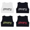 Kids Girls Jazz Dance Performance Costume Letter Print Round Neck Sleeveless Crop Tank Top Vest