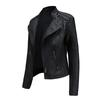 Women Fashion Lace-up Leather Jacket Slim Fit Spring Autumn Motorcycle Jacket Zipper Jacket