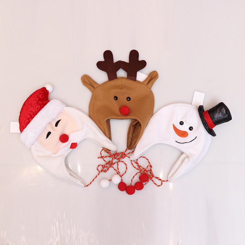 Christmas Hat Christmas Tree Hat Decoration Adult Children's Hat Children's Brushed Cloth Long Rope Cartoon Snowman Elk Hat