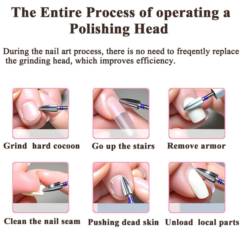 1 or 2 Pcs Tungsten Nail Drill Bits Rotate Electric Milling Cutters For Manicure Machine Quick Removal