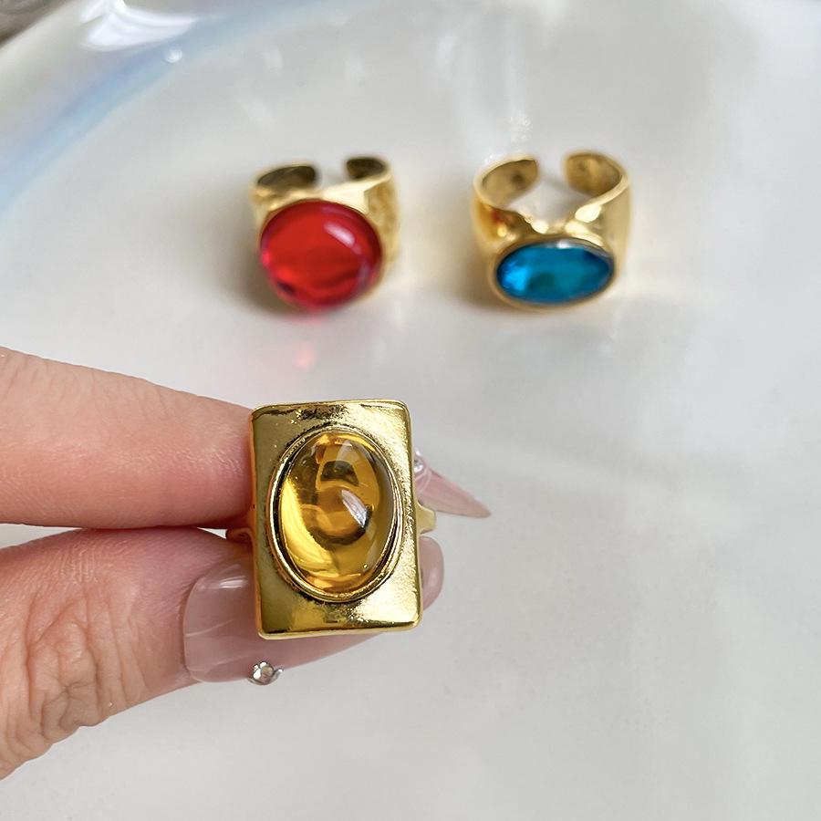 Европейское ретро, открытое круглое кольцо из смолы - Простое, высококлассное модное украшение на указательный палец