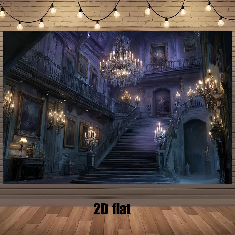 2D plane, one piece of Gothic mansion background banner - luxurious retro dance party decorationzyc
