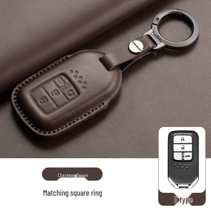 Stylish Key Cover for Eleventh Gen Civic, New CR-V, Accord, XR-V, Crown, HR-V, Xingge, and Haoying - Brown