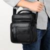 Men's Multi-Pocket Black Leather Shoulder Bag Sleek Design with Top Handle & Adjustable Strap Men's Business Crossbody Bag Wear-resistant PU Handbag