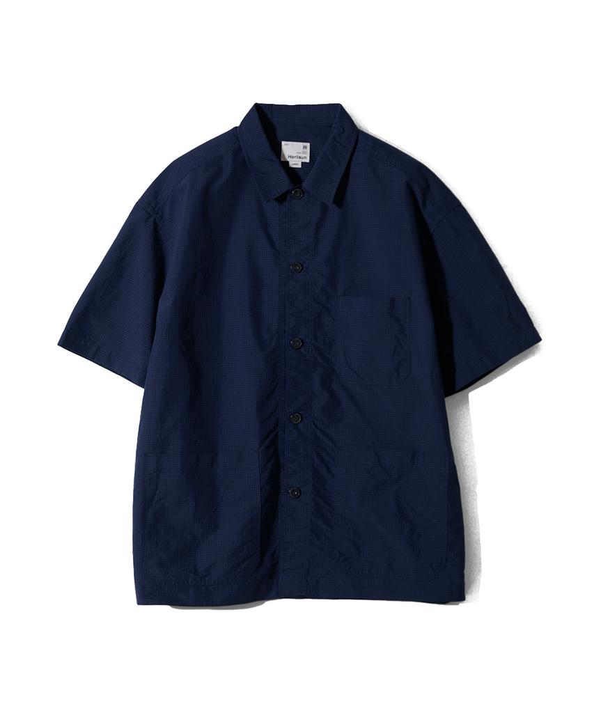 Holliseon Joshua Small Check Shirt Jacket Navy