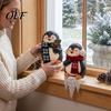 Outdoor Christmas Penguin Decorations Icicle Lighted Ornament, Battery Operated Window Sill Decor, for Railings Warm Glow Porch Railing Tabletop Lamp