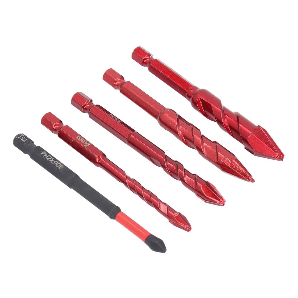 Набор из 5 эксцентриковых сверл 6, 8, 10, 12 мм, 14 дюймов, шестигранный хвостовик, наклонная головка, эксцентриковое спиральное сверло